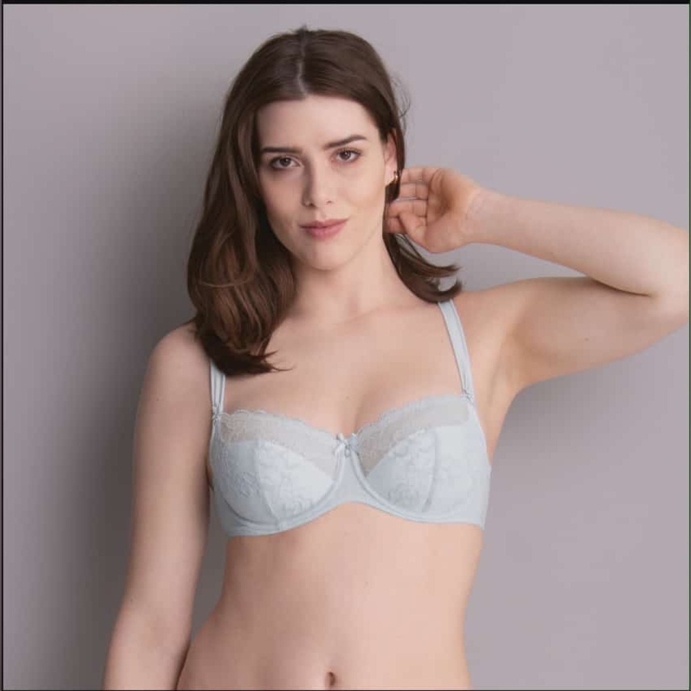 Lace Trim Balcony Bra in Light Blue Antonia